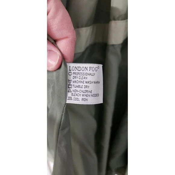 Vintage London Fog Maincoats Women's Green Trench Coat Jacket  sz 8P - Picture 7 of 8